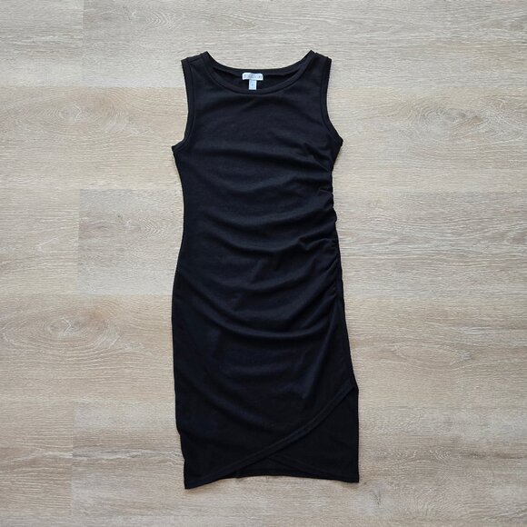 Leith Dresses & Skirts - Leith Ruched Bodycon Tank Dress Black Sleeveless Tulip Hem XS Little Black Dress